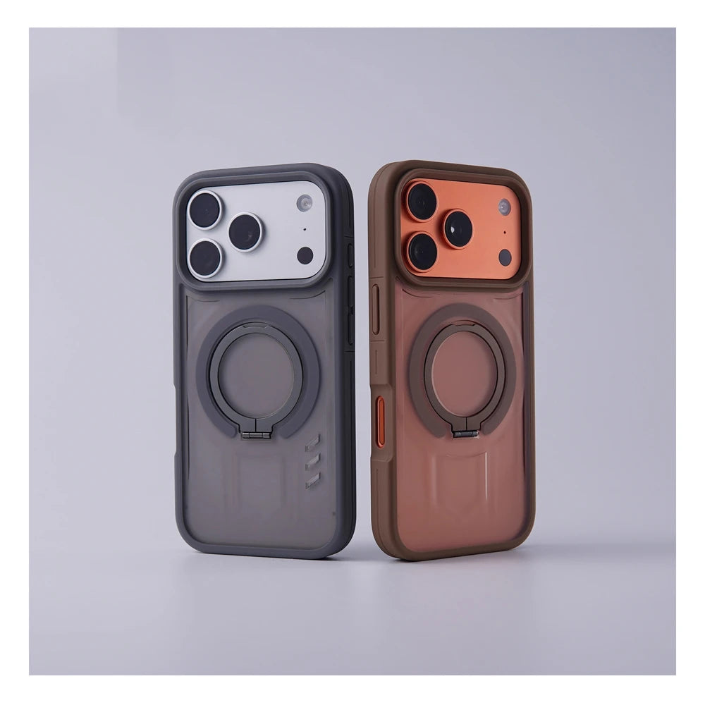 Capa de Telefone Luxuosa com Suporte Magnético Fosco para iPhone 17 Pro Max Air 16 15 14 13 12 Plus para Magsafe, Capa Protetora à Prova de Choque