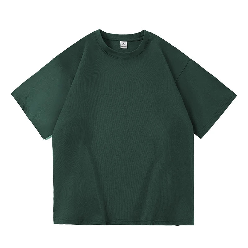 T-shirt macia com decote em O masculino, tops casuais diários, camiseta solta, cores sólidas, preto, branco, vermelho, azul, básico, verão, novo, S-3XL