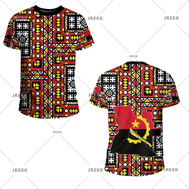Angola bandeira mapa impressão 3d t camisa para roupas masculinas emblema nacional esporte camisa dashiki festival presente feminino tshirt crianças streetwear