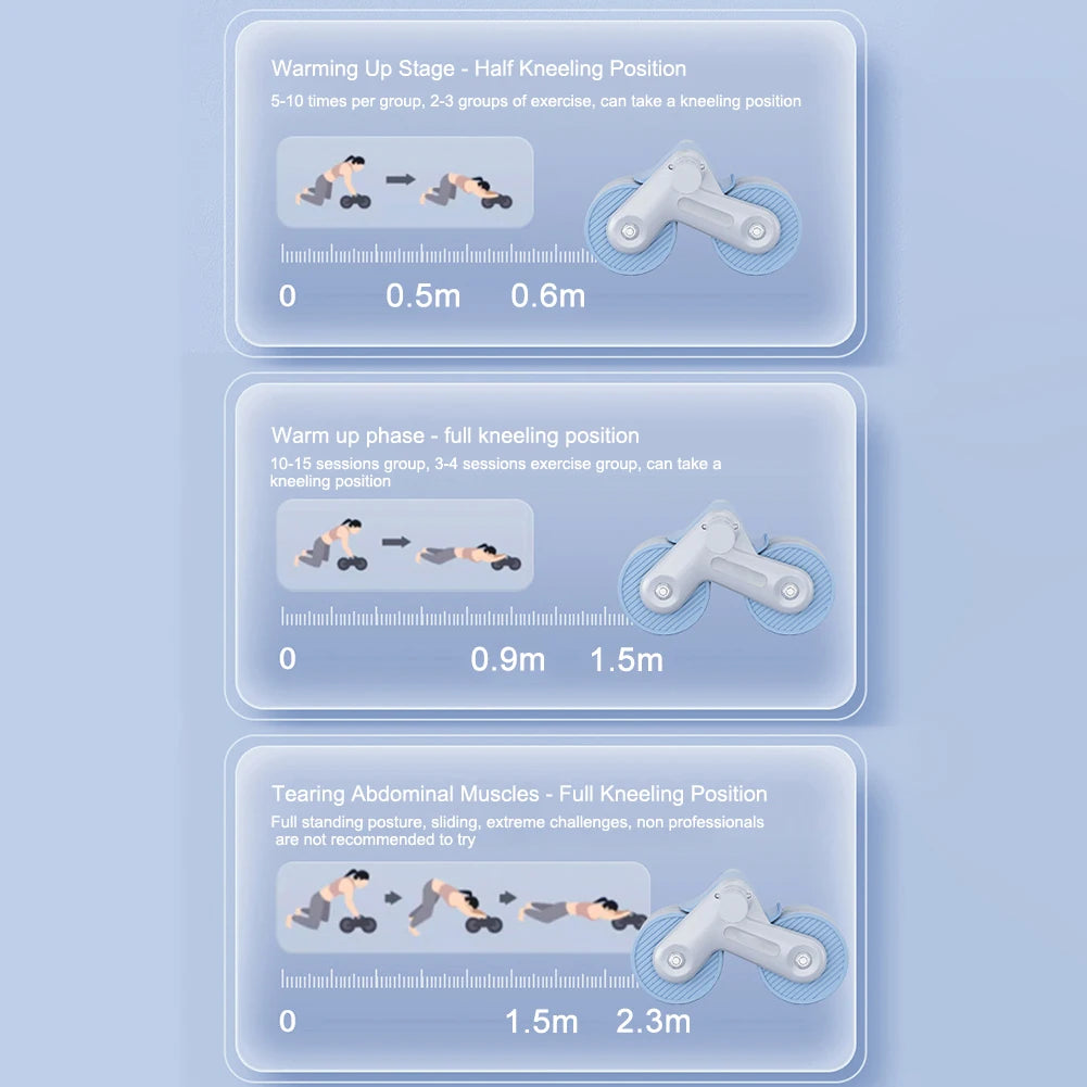 Exercício de roda abdominal para treinamento de musculação, design de roda dupla, roda abdominal Fitness, rebote automático, antiderrapante