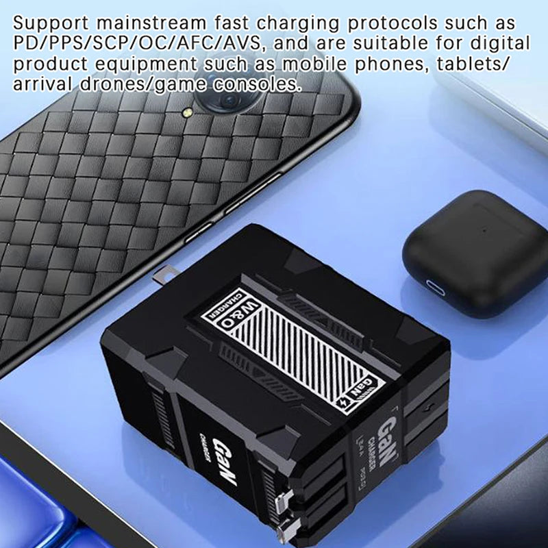 {MX} Carregador inteligente retrátil duplo PD + USB Plugue EUA / Reino Unido / UE 2 em 1 Carregador Gan 20W PD3.0 Carregador de carregamento rápido