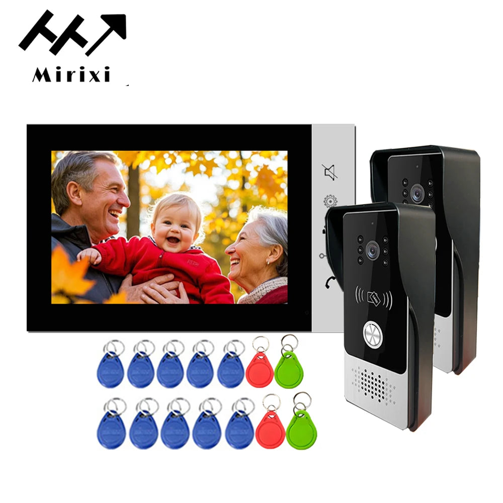 Mirixi 7 Polegada sistema de intercomunicação telefone vídeo porta rfid campainha com câmera desbloquear conversa visão noturna hd para villa apartamento