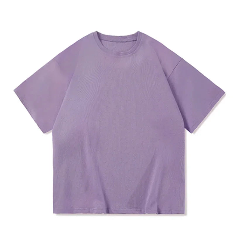 T-shirt macia com decote em O masculino, tops casuais diários, camiseta solta, cores sólidas, preto, branco, vermelho, azul, básico, verão, novo, S-3XL