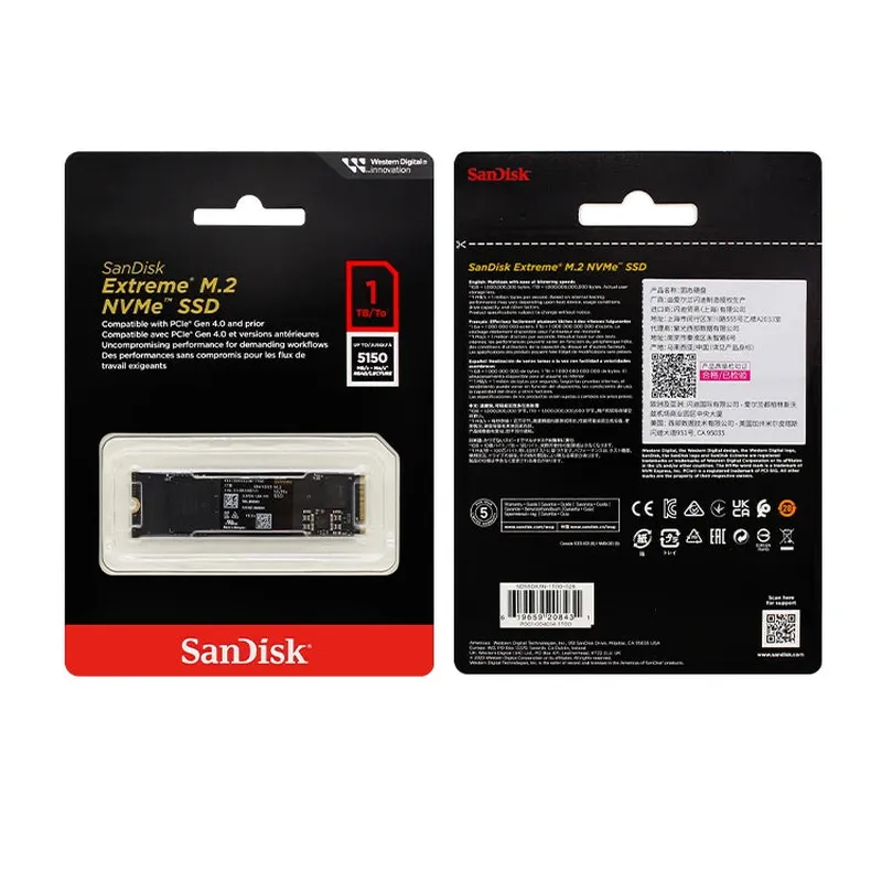 SanDisk Extreme M.2 2280 NVMe PCIe Gen 4.0 SSD Read speed Up to 5150MB/s 2TB 1TB 500GB Internal Solid State Drive For laptops PC