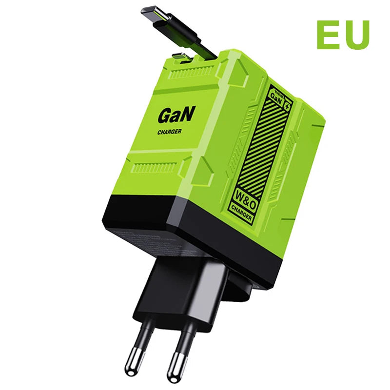 {MX} Carregador inteligente retrátil duplo PD + USB Plugue EUA / Reino Unido / UE 2 em 1 Carregador Gan 20W PD3.0 Carregador de carregamento rápido