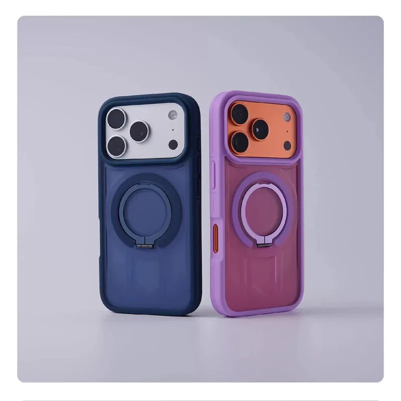 Luxury Matte Magnetic Ring Stand Phone Case for iPhone 17 Pro Max Air 16 15 14 13 12 Plus For Magsafe Shockproof Bumper Cover