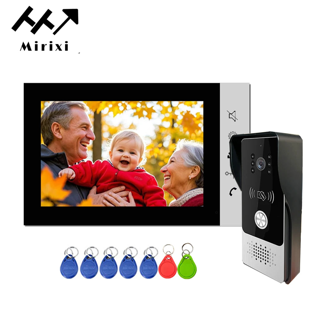Mirixi 7 Polegada sistema de intercomunicação telefone vídeo porta rfid campainha com câmera desbloquear conversa visão noturna hd para villa apartamento