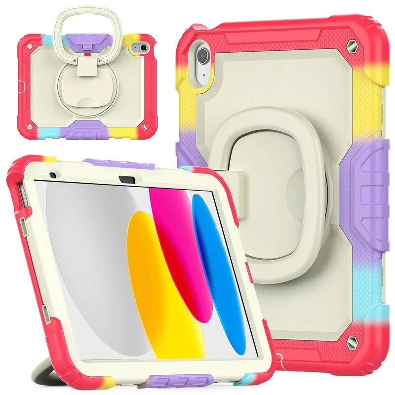 Handle Grip Case Universal For iPad A16 2025 11th 10.9 2022 10th Gen. With Shoulder Strap 360 Rotating Stand Hybrid Kids Cover