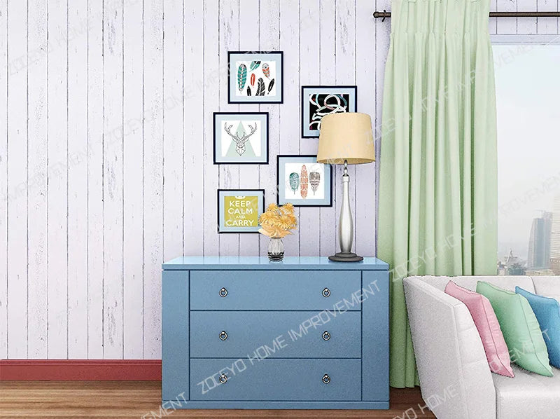 Papel autoadesivo de madeira vintage removível, papel de parede azul, painel de madeira, filme interior, sem deixar rastros, superfícies, fácil limpeza