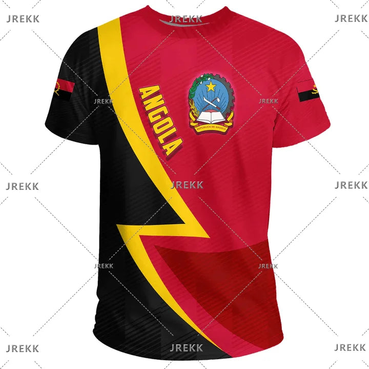 Angola bandeira mapa impressão 3d t camisa para roupas masculinas emblema nacional esporte camisa dashiki festival presente feminino tshirt crianças streetwear