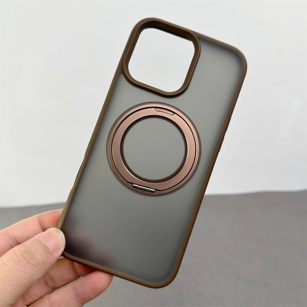 360 °   Rotação de metal anel titular magnético pára-choques caso para iphone 16 pro max 15 14 13 para magsafe carga sem fio capa à prova de choque