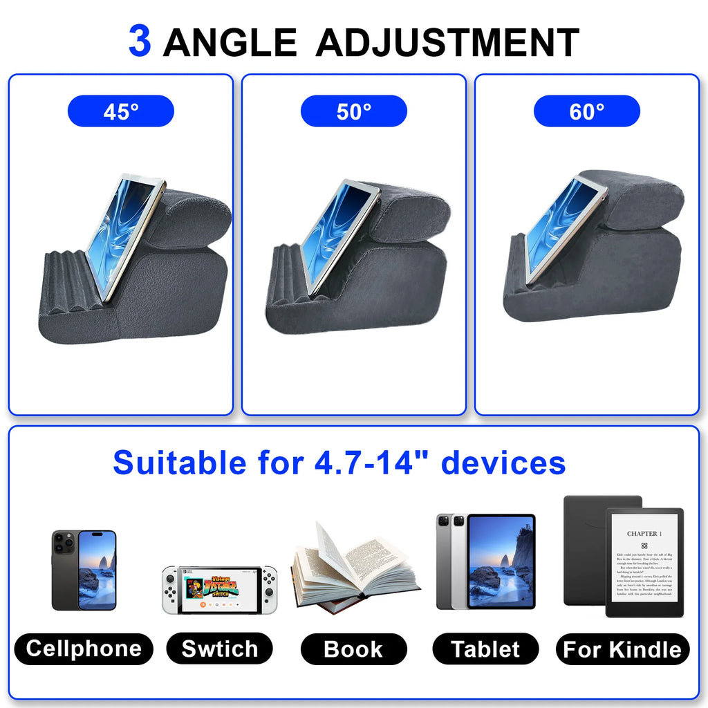Xnyocn tablet travesseiro titular dobrável ipad suporte para cama de colo e mesa tablet almofada macia doca com bolso stylus montagem para ipad pro
