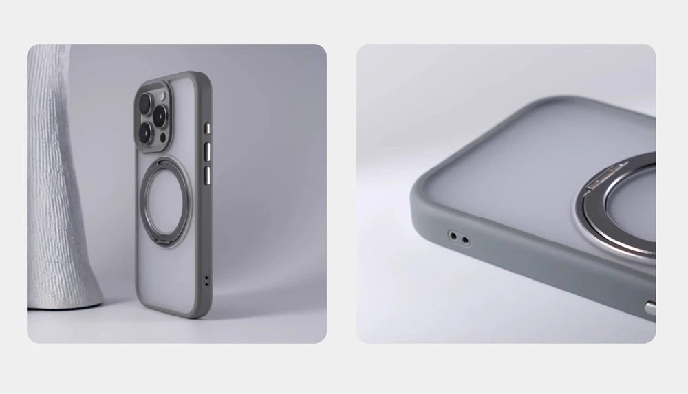 360 °   Rotação de metal anel titular magnético pára-choques caso para iphone 16 pro max 15 14 13 para magsafe carga sem fio capa à prova de choque