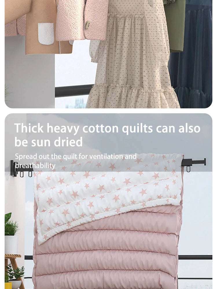 Wall-montado dobrável liga de alumínio roupas secagem Rack Perfeito para Varanda Quarto Cozinha Sala