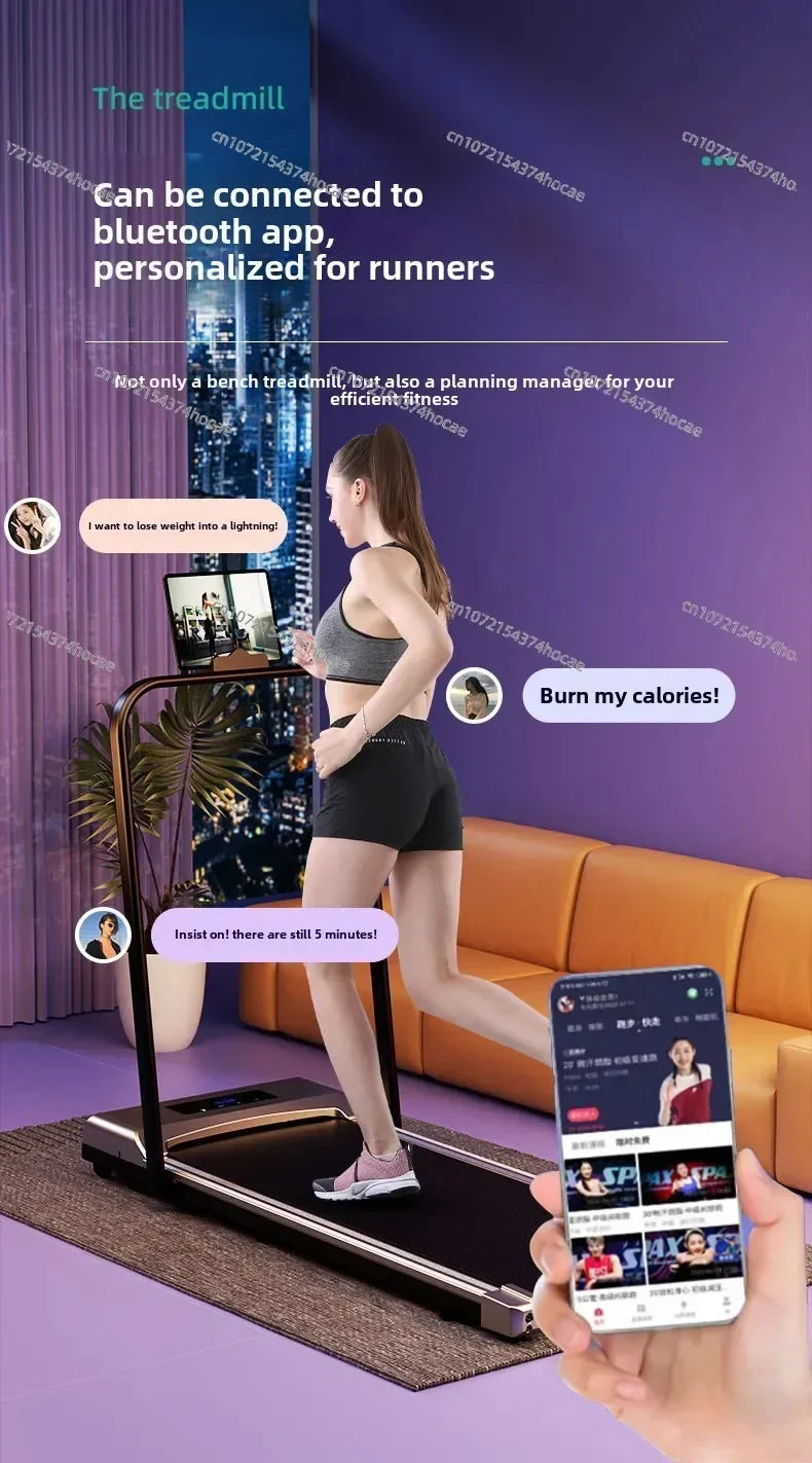 Cama plana doméstica/equipamento de fitness interno silencioso para queima de gordura pequena/tapete dobrável