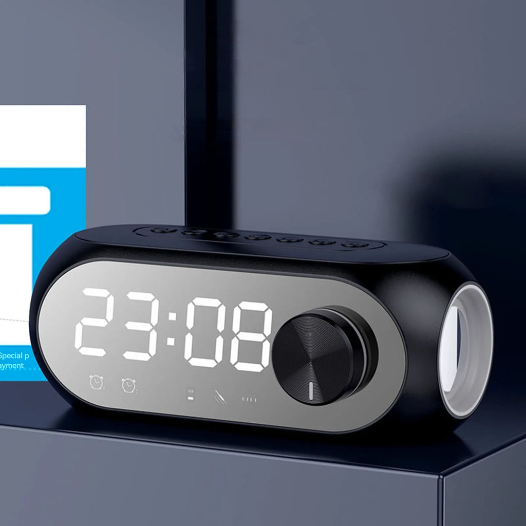 Alto-falante sem fio rgb bt com despertador, caixa de som estéreo portátil, rádio recarregável, reprodutor de música fm para festa, viagens ao ar livre