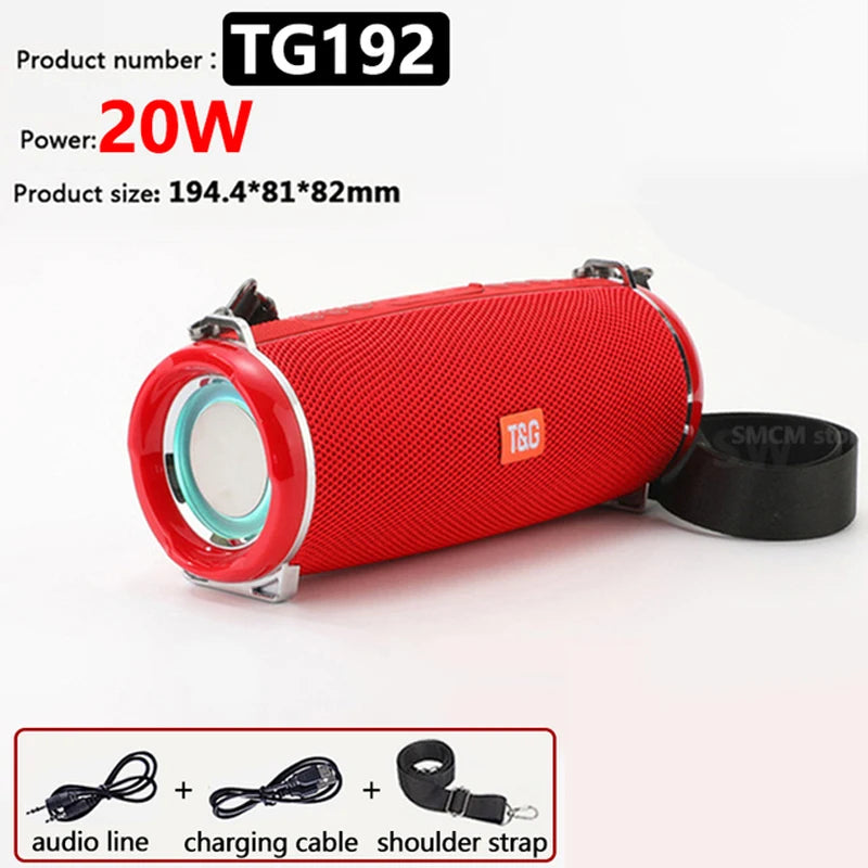 50W de alta potência caixa de som Bluetooth Speaker Outdoor IPX6 Coluna Sem Fio Impermeável Portátil super básico partido áudio 3D alto-falantes estéreo para pc Centro de Música Subwoofer FM TF cartão USB TG187