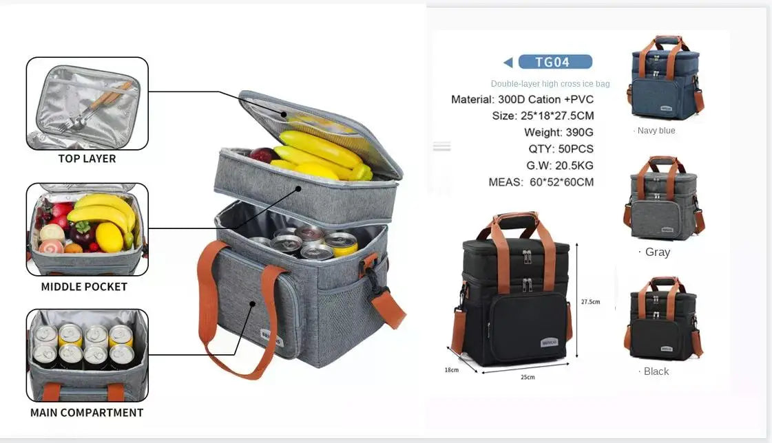 Saco de almoço térmico portátil piquenique alimentos refrigerador sacos caso isolado durável à prova dwaterproof água escritório lancheira alça ombro caixa refrigeração