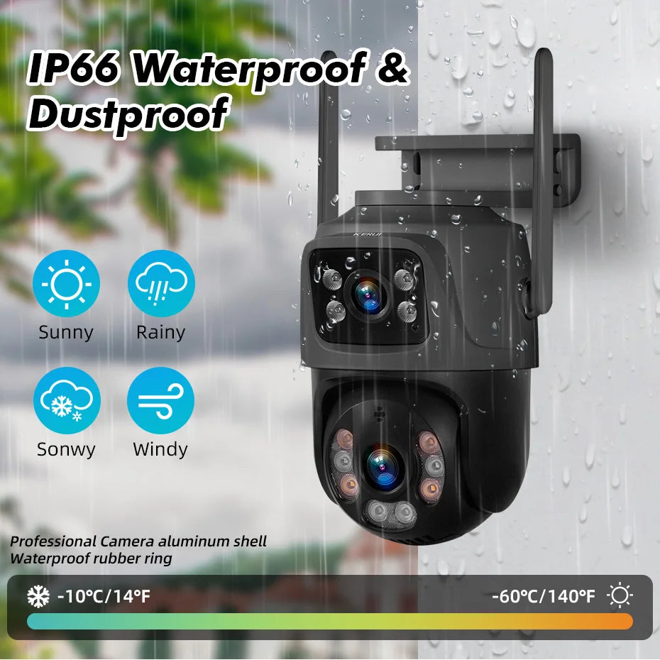 Kerui sem fio 6mp lente dupla wifi câmera ip 8ch nvr tela lcd de 7 polegadas gravador de vídeo sistema de câmera de segurança em casa vigilância