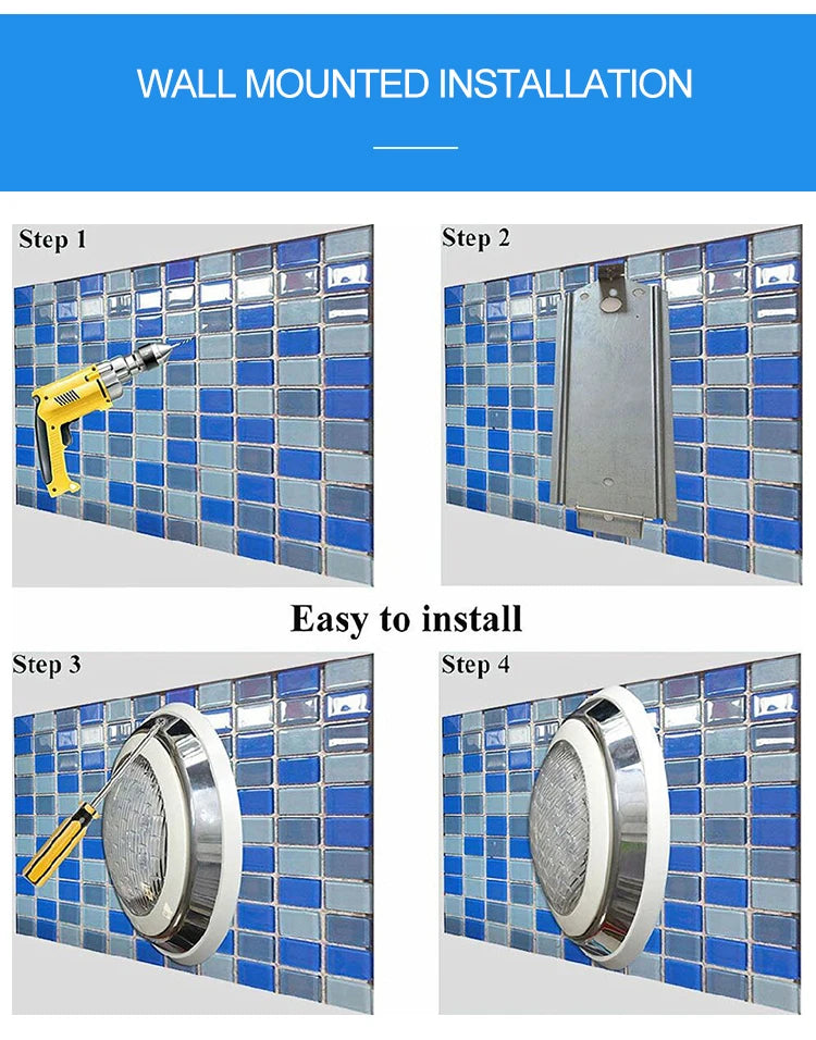 Aço inoxidável led piscina luz ip68 à prova dip68 água 12v ao ar livre rgb luz subaquática lagoa led piscina luz lâmpadas submersíveis