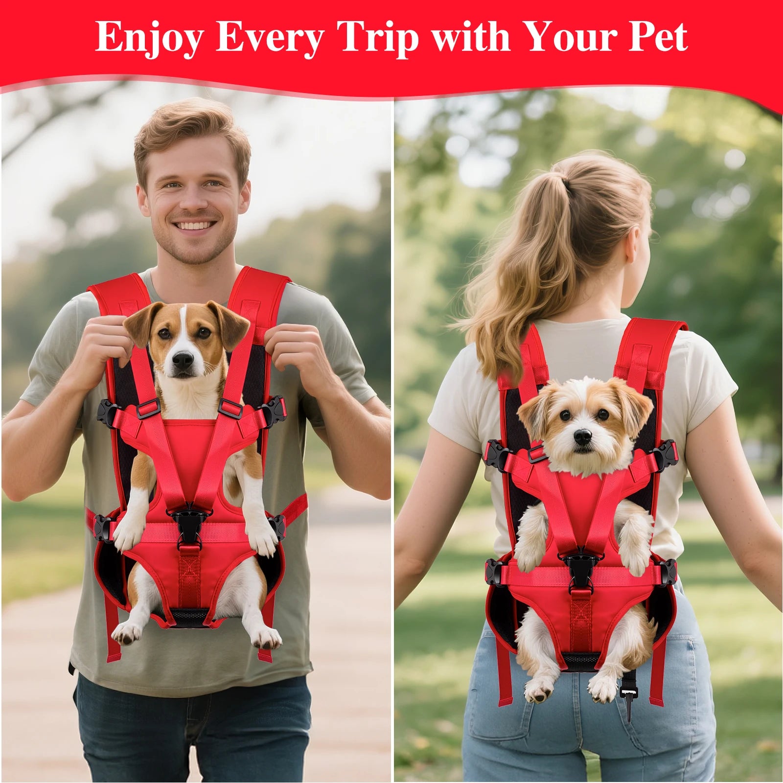 Mochila transportadora frontal para cães, mochila transportadora ajustável para cães, portadores para cães pequenos e gatos, caminhadas, acampamento, viagens