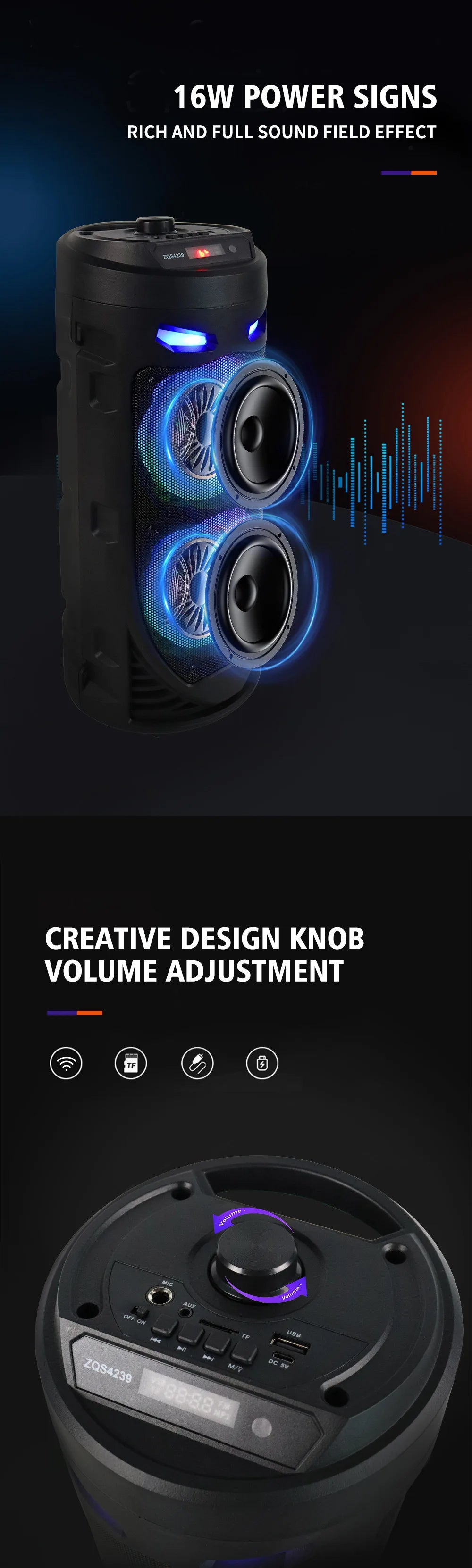 Portátil karaokê bluetooth 5.0 alto-falante colorido led luz soundbar coluna subwoofer sem fio alta fidelidade boombox para casa festa ao ar livre