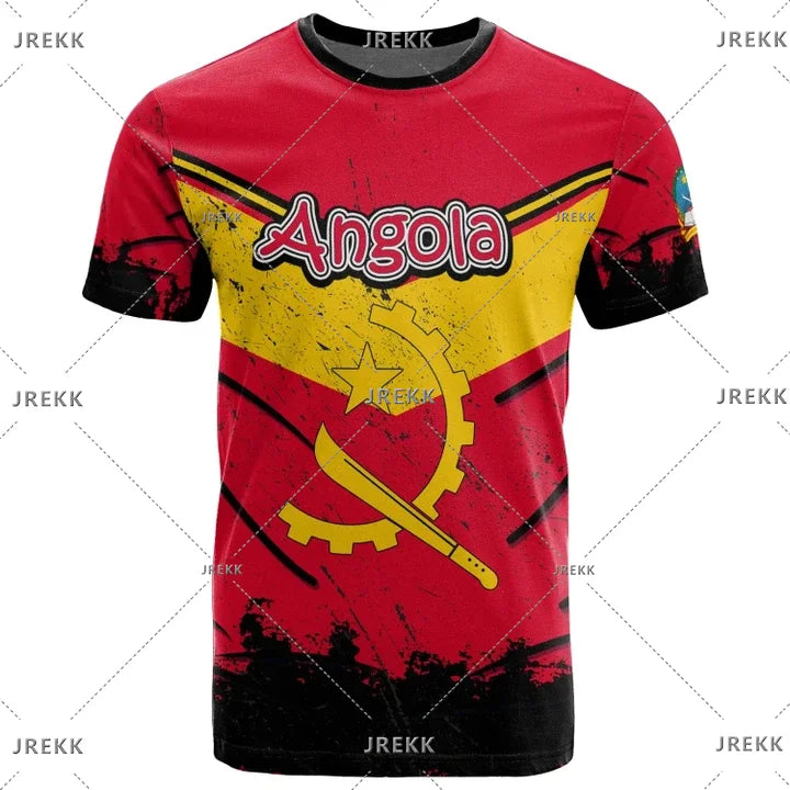 Angola bandeira mapa impressão 3d t camisa para roupas masculinas emblema nacional esporte camisa dashiki festival presente feminino tshirt crianças streetwear