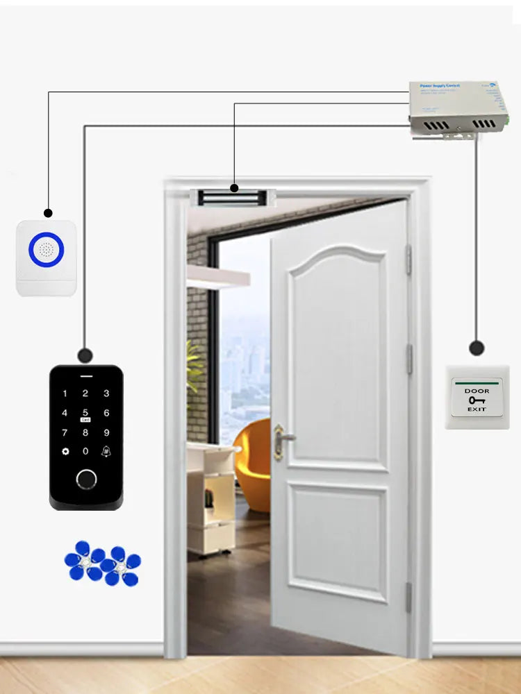 Waterproof NFC Bluetooth Tuya APP Controle De Acesso, Controle De Acesso De Impressão Digital Biométrico, Cartão RFID, Bloqueio Da Porta Do Teclado, 13.56Mhz