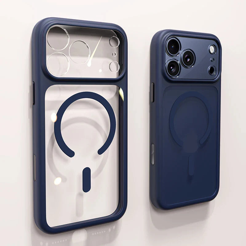 Magnetic Business Simplicity Shockproof Orange Bumper Camera Button Case For iPhone 17 Pro Max Clear Lens PC Cover For Magsafe
