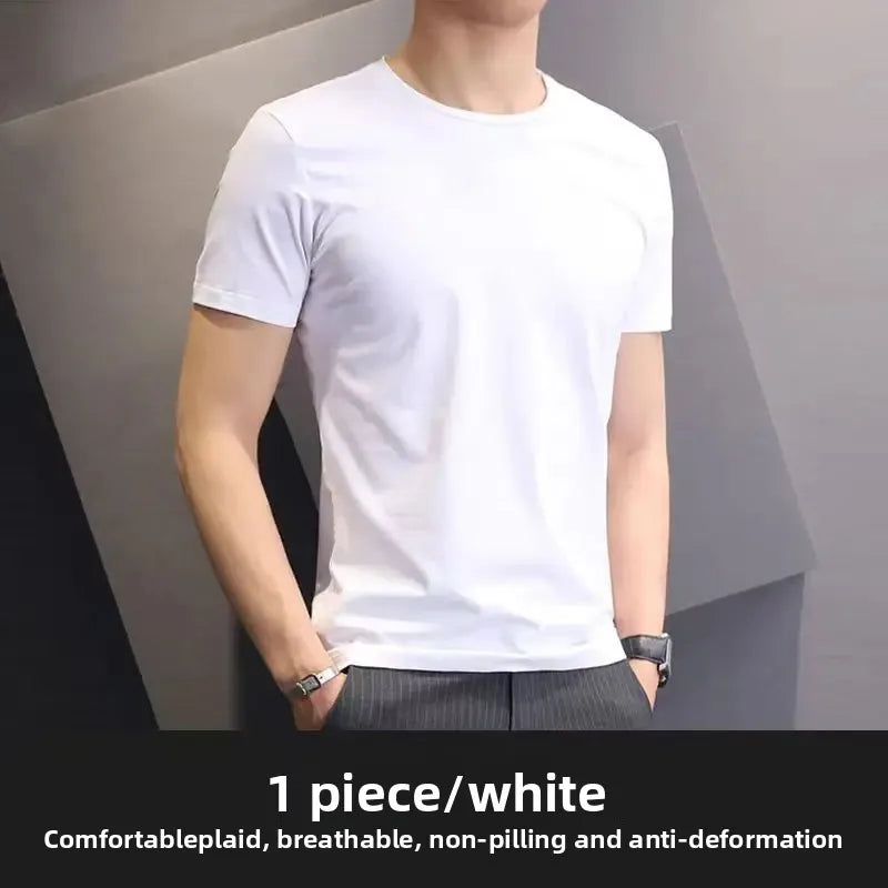 Camiseta de manga curta de algodão 200gCVC unissex gola redonda sólida preta branca respirável verão casual top para homens e mulheres