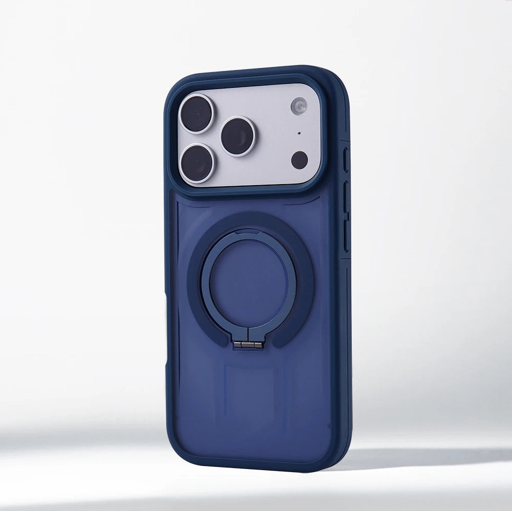 Capa amortecedora com suporte magnético translúcido fosco para iPhone 17 Pro Max Air 16 15 14 Plus 13 12 para Magsafe Capa de carga sem fio