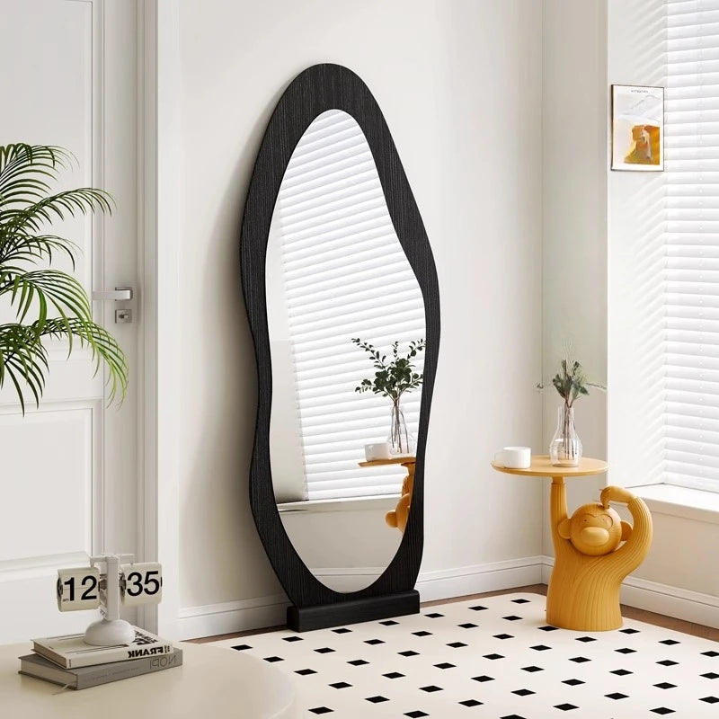 Espelho ondulado minimalista, tamanho grande, irregular, meninas, corpo inteiro, maquiagem, assimétrico, dobras, decorações de quarto
