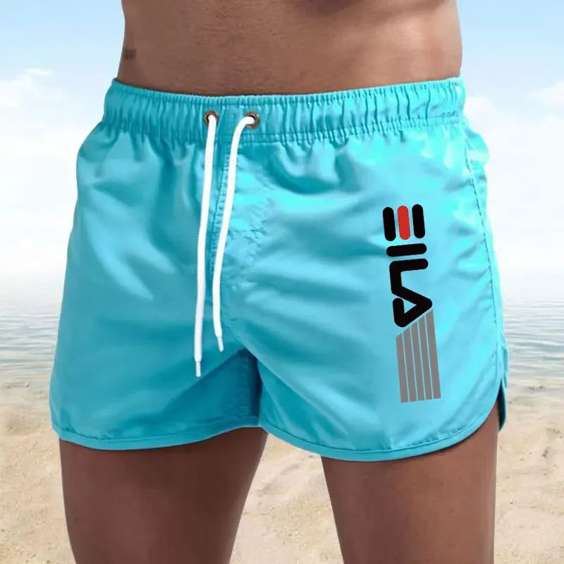 Calções de verão dos homens de secagem rápida calções de banho respirável net secagem rápida surf praia calças de fitness dos homens calções de cintura elástica