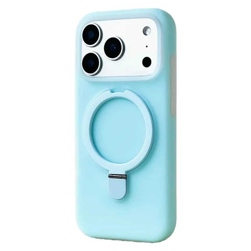 Luxo líquido silicone suporte anel titular magnético para magsafe caso para iphone 17 pro max ar 16 15 14 13 pele amigável capa