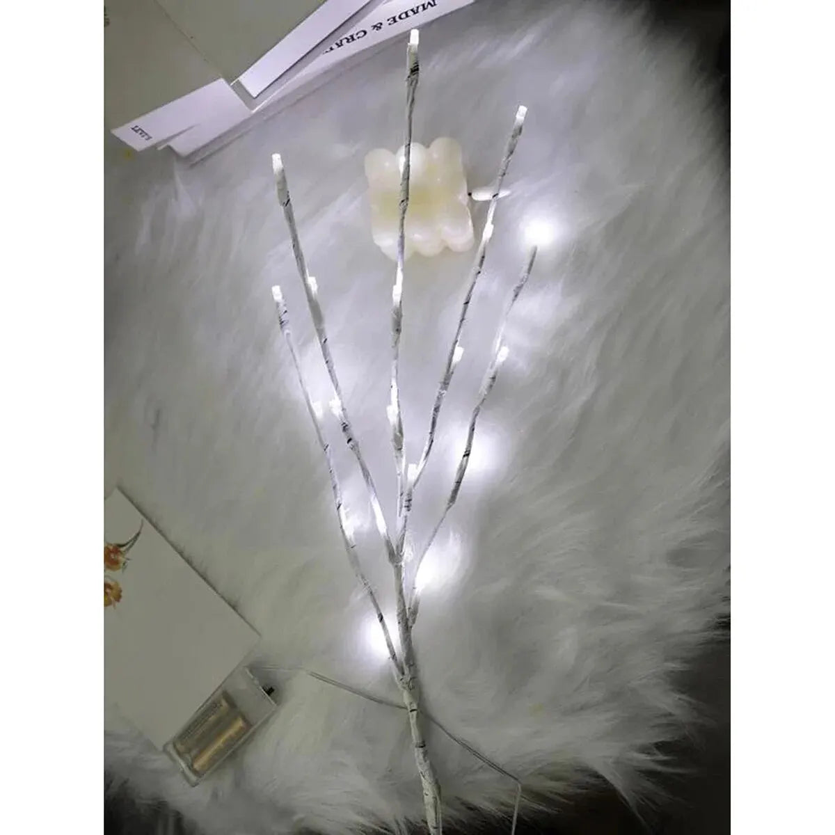 1 pc branco ramo de bétula luzes a pilhas 20 led luzes de fadas ramos de salgueiro para casa quarto dentro da decoração ao ar livre