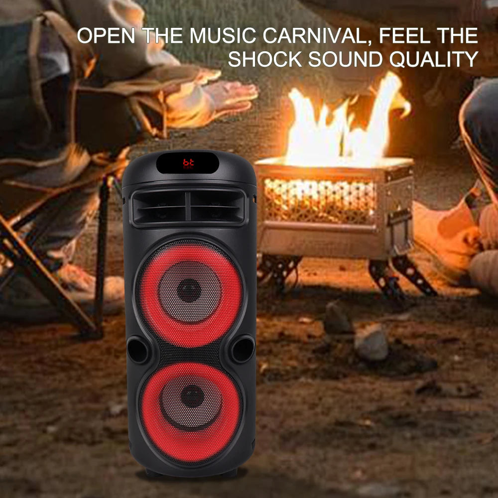 Zqs42106 portátil duplo alto-falante bluetooth de 4 polegadas carregamento sem fio de longo alcance bt/usb/tf/aux/microfone/fm/matrômokê colorido ao ar livre