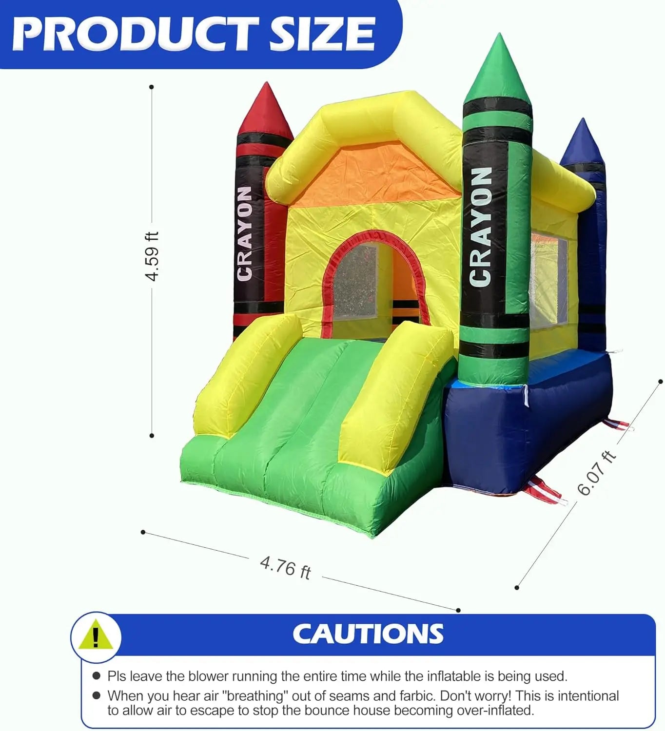 Mini casa inflável de salto com ventilador, castelo infantil, casa inflável para crianças com escorregador, soprador de ar, bolsa de transporte e bolsa de água