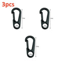 Set of 3 black metal 33mm mini carabiner clips for heavy duty keychains and badge holders.