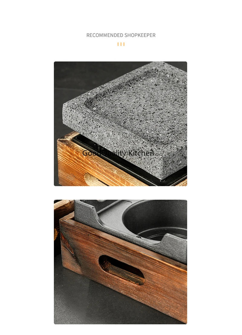 Churrasco Japonês Stone Grill Plate, Bandeja De Cozimento De Pedra, Bife De Alta Temperatura, Rocha Vulcânica, Prato De Churrasco