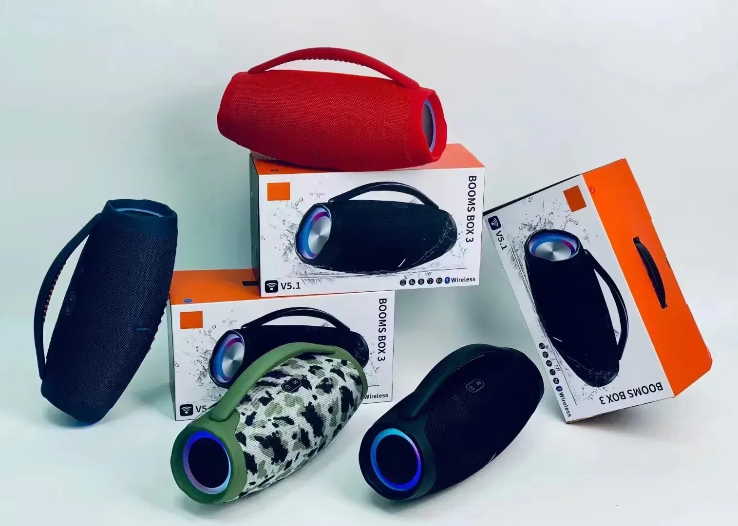 Portátil à prova d100 água 100w de alta potência bluetooth alto-falante rgb luz colorida sem fio subwoofer 360 estéreo surround tws boom box