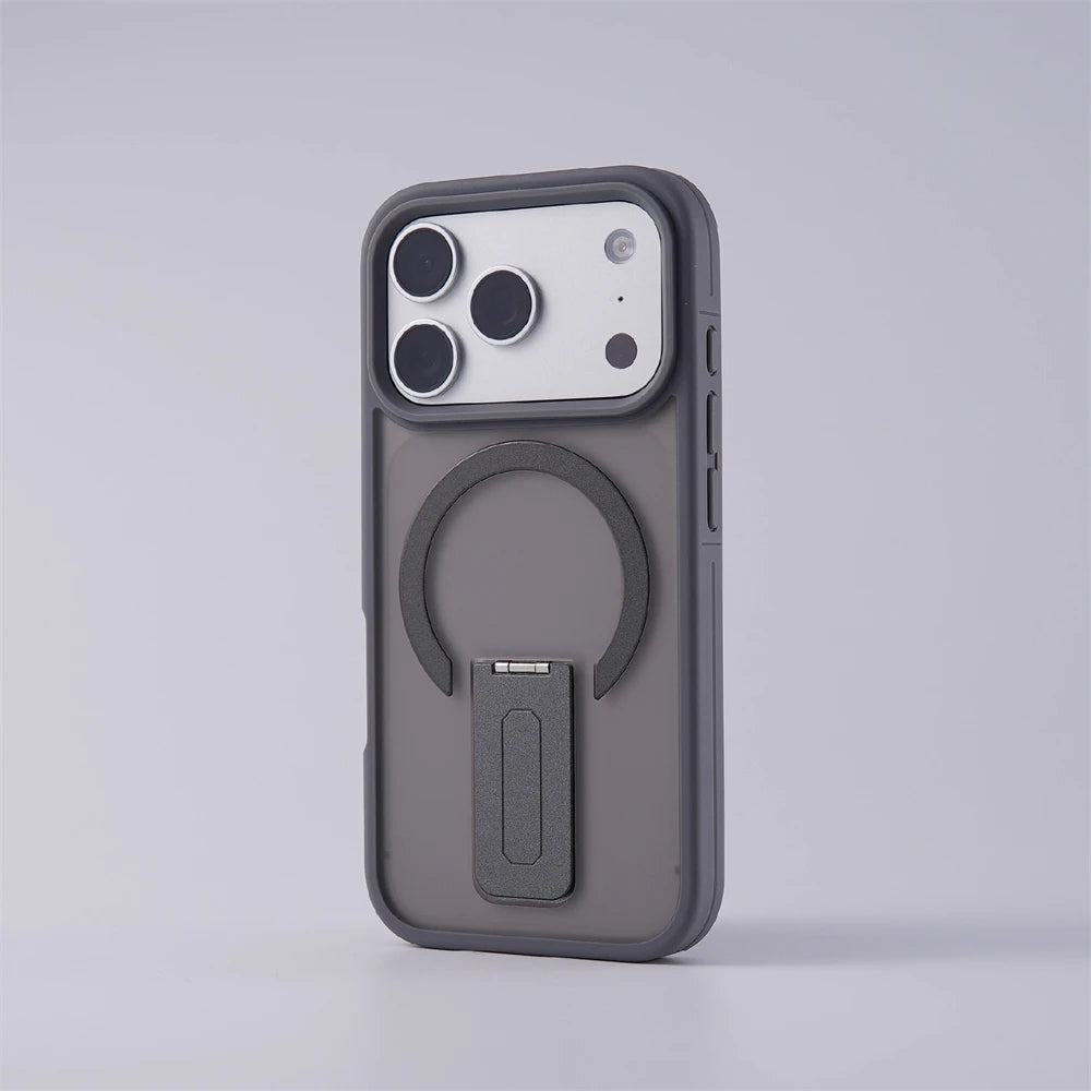 Luxo fosco translúcido titular caso magnético para iphone 17 pro max ar 16 15 plus 14 13 12 para magsafe pára-choques capa à prova de choque