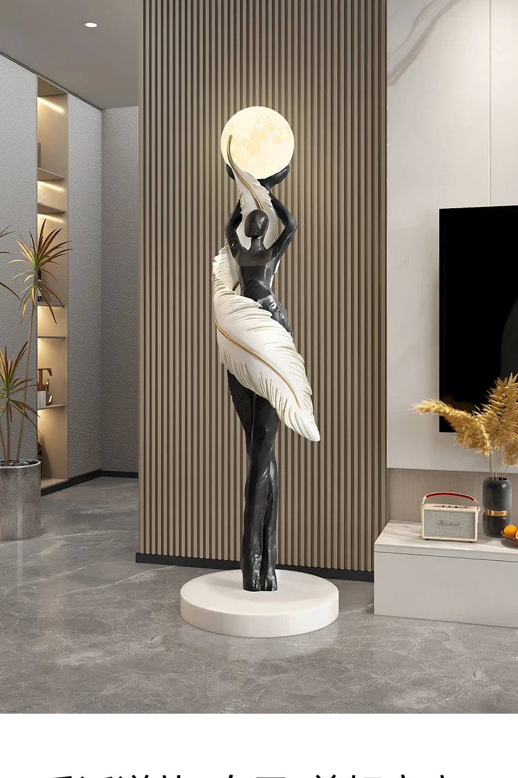 Home Decor Pena Abstrata Menina Arte Escultura, Tamanho Grande Figura Estátua, Sala de Estar Decoração Pavimento, Resina Artesanato Presente, Arte Moderna Ornamento