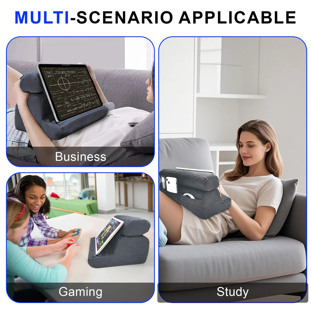 Xnyocn tablet travesseiro titular dobrável ipad suporte para cama de colo e mesa tablet almofada macia doca com bolso stylus montagem para ipad pro