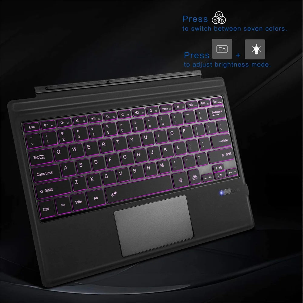 Teclado Bluetooth Retroiluminado para Microsoft Surface Pro 3 4 5 6 7 7+/Microsoft Surface Pro 8 9 10 11 X 13inch, Teclado Trackpad Teclado Sem Fio,Teclado português