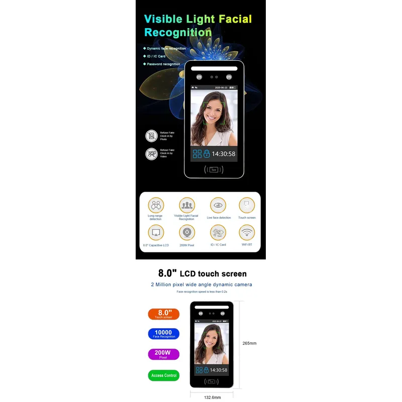 Face Recognition Facial Identification Access Control Pedestrian Swing Gates Time Attendance System