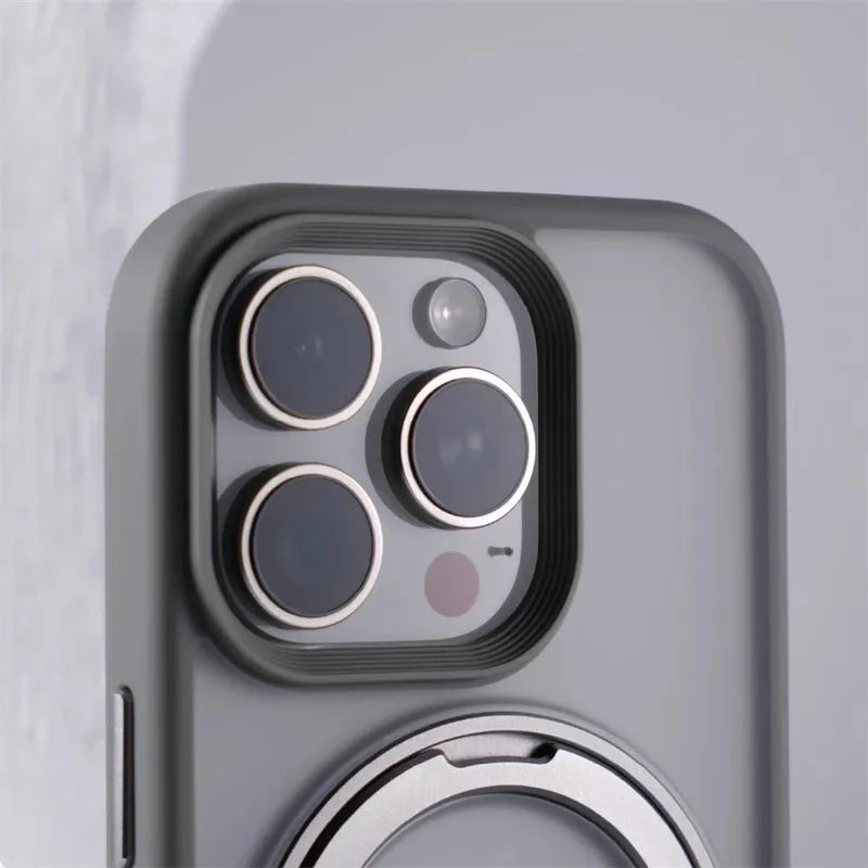 360° Rotation Metal Ring Holder Magnetic Bumper Case for iPhone 16 Pro Max 15 14 13 For Magsafe Wireless Charge Shockproof Cover