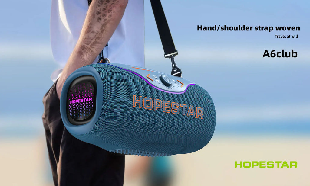 HOPESTAR A6 CLUB Alto-falante Bluetooth Super Bass 200W - Emparelhamento TWS de última geração, IPX6 à prova d'água, sistema de áudio portátil para festas ao ar livre