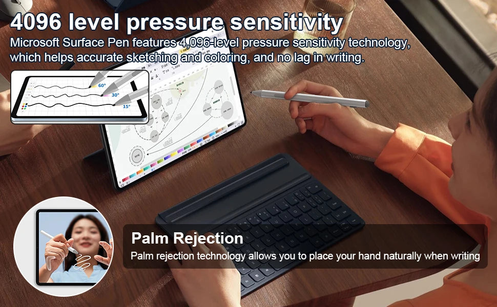 Caneta stylus para microsoft surface pro/livro/laptop/studio pro11/10/9/8/7/6/5/4/x caneta windows 4096 caneta de superfície de sensibilidade à pressão