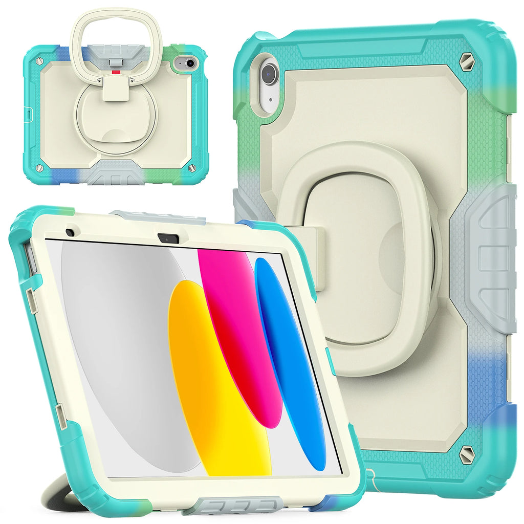 Capa com Alça Universal para iPad A16 2025 11ª Geração 10.9 2022 10ª Geração. Com Alça de Ombro, Suporte Giratório 360°, Capa Híbrida para Crianças