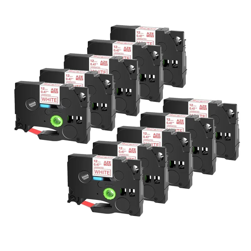 GREENCYCLE 10PCS TZe231 241 251 335 Ribbon Compatible for Brother Ptouch Maker Black on white Label tape 6mm 9mm 12mm 18mm 24mm